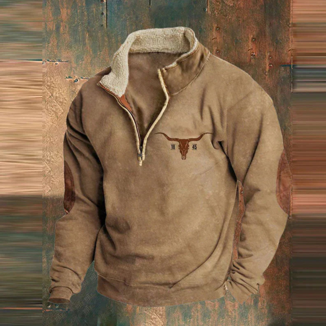 Moderne herenpullover met stijlvolle halve ritssluiting. Een comfortabel en sportief kledingstuk voor heren.