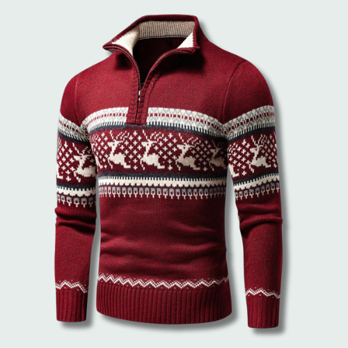 Stijlvolle herentrui met halve rits in tijdloos design, perfect voor een comfortabele winterse look.