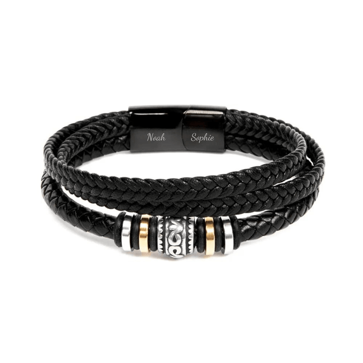 Stijlvolle lederen mannenarmband, echt leer en roestvrij staal, personaliseerbaar, elegant accessoire voor elke gelegenheid.