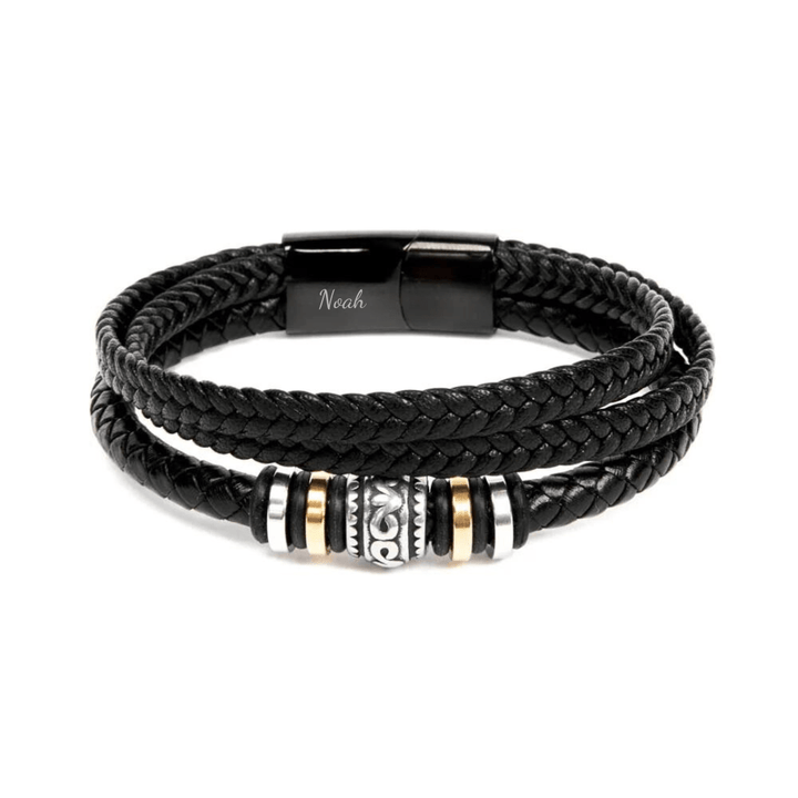 Stijlvolle lederen mannenarmband, echt leer en roestvrij staal, personaliseerbaar, elegant accessoire voor elke gelegenheid.