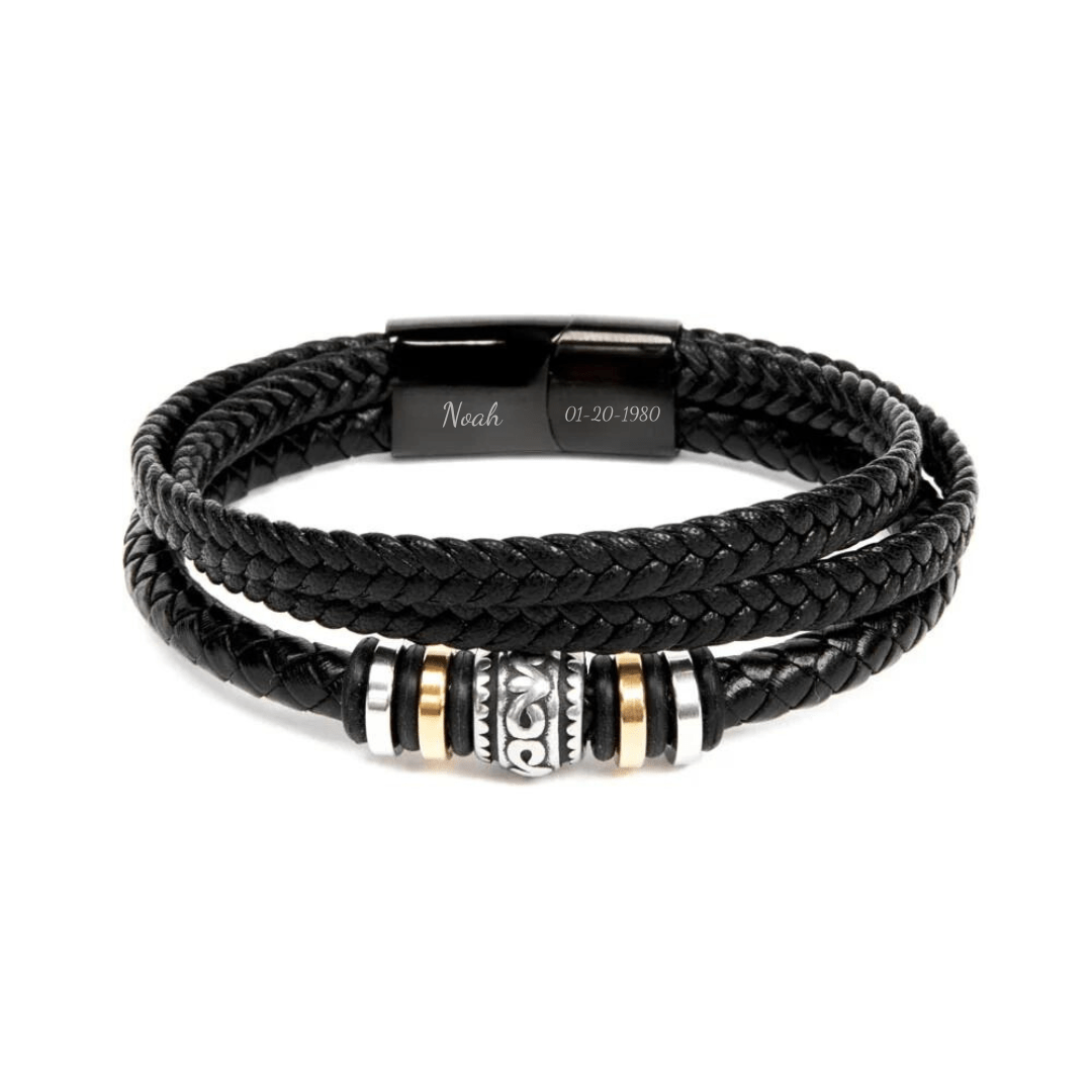 Stijlvolle lederen mannenarmband, echt leer en roestvrij staal, personaliseerbaar, elegant accessoire voor elke gelegenheid.