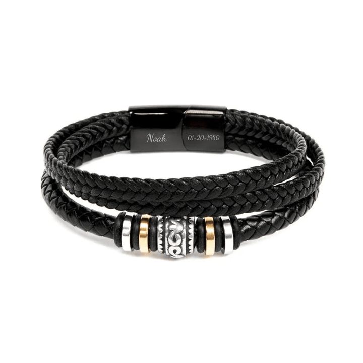 Stijlvolle lederen mannenarmband, echt leer en roestvrij staal, personaliseerbaar, elegant accessoire voor elke gelegenheid.