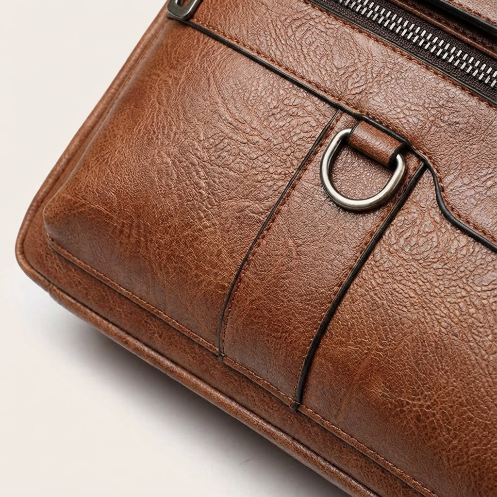Unisex MetroBrief schoudertas van PU leer, perfect als zakelijke tas voor kantoor of reizen.