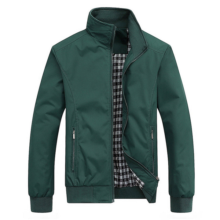 Casual heren retro tussenjas met opstaande kraag, winddicht en waterafstotend voor buitenmode.