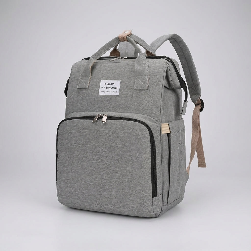 Praktische luiertas rugzak met veel vakken, perfect voor georganiseerde babyverzorging en reizen met baby.