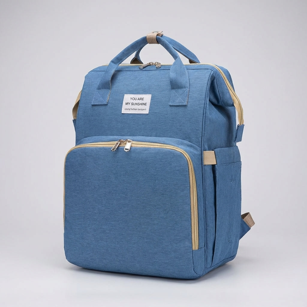 Elegante en praktische luiertas rugzak voor ouders. Grote capaciteit voor babyverzorging en kinderaccessoires.