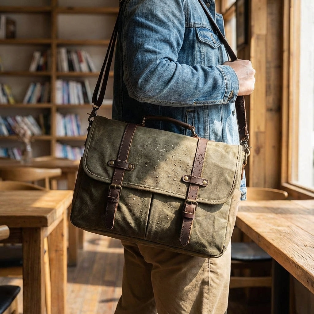 Stijlvolle unisex leren schoudertas MetroSatchel van duurzaam rundleer, perfect voor dagelijks gebruik en organisatie.