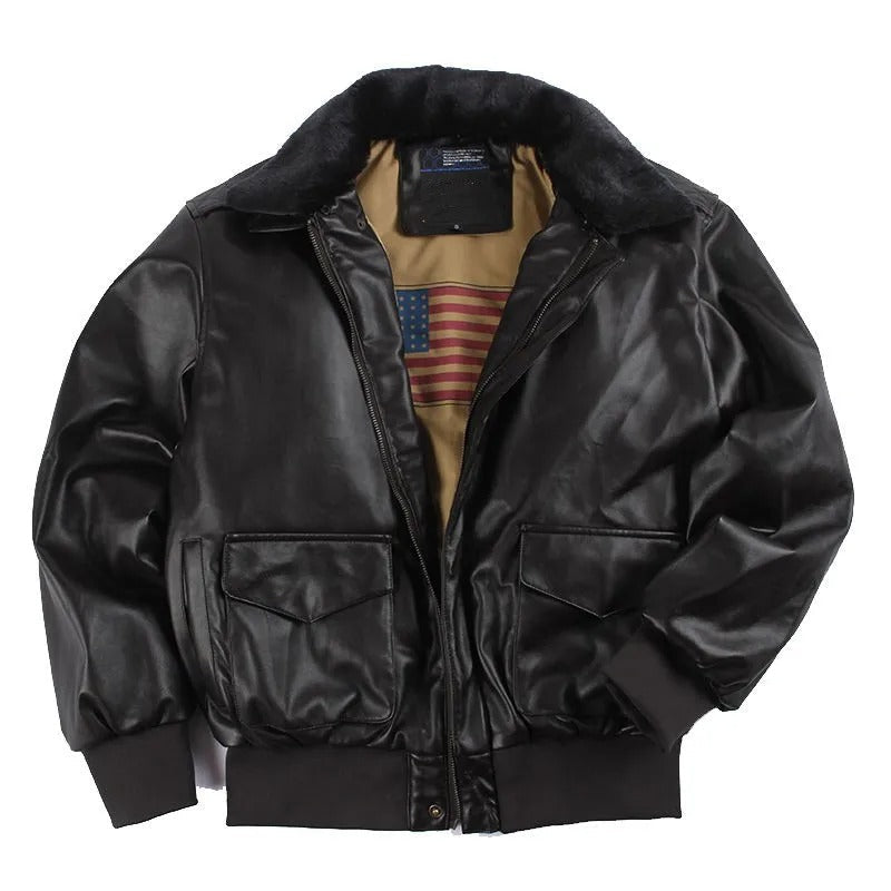 Warme dames winterjas van leer in biker stijl. Zwarte vintage leren motorjas, ideaal voor koud weer.