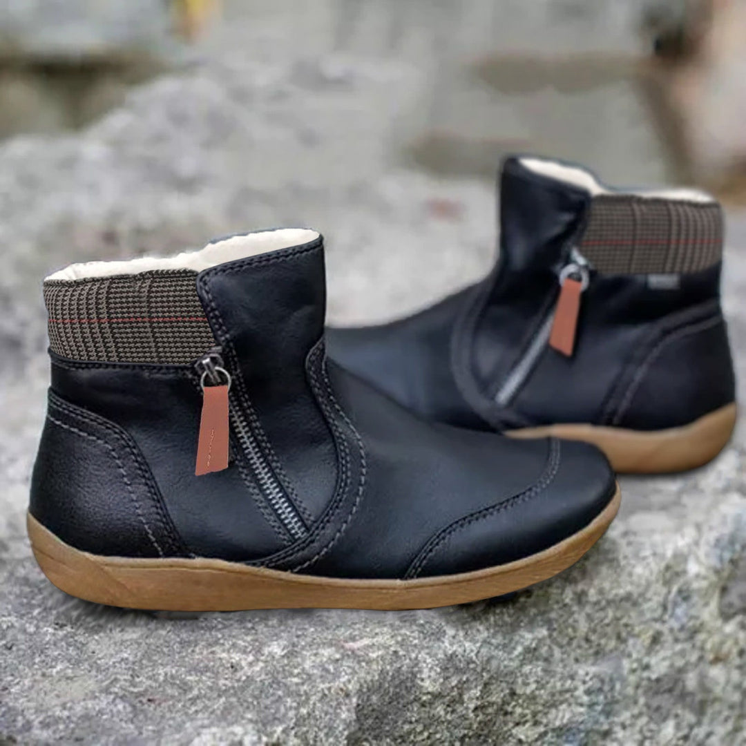 Comfortabele dames enkellaarsjes met praktische zijrits, waterdicht en anti-slip, ideaal voor herfst- en wintermode.