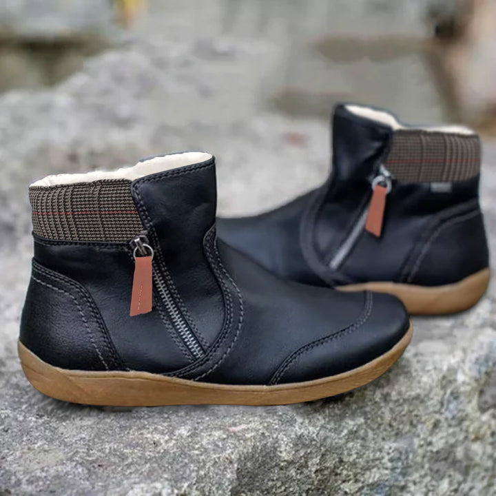 Comfortabele dames enkellaarsjes met praktische zijrits, waterdicht en anti-slip, ideaal voor herfst- en wintermode.