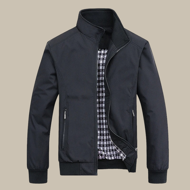 Stijlvolle winddichte zomerjas voor heren, slanke pasvorm, luxe voering, geschikt voor kantoor en casual gelegenheden.