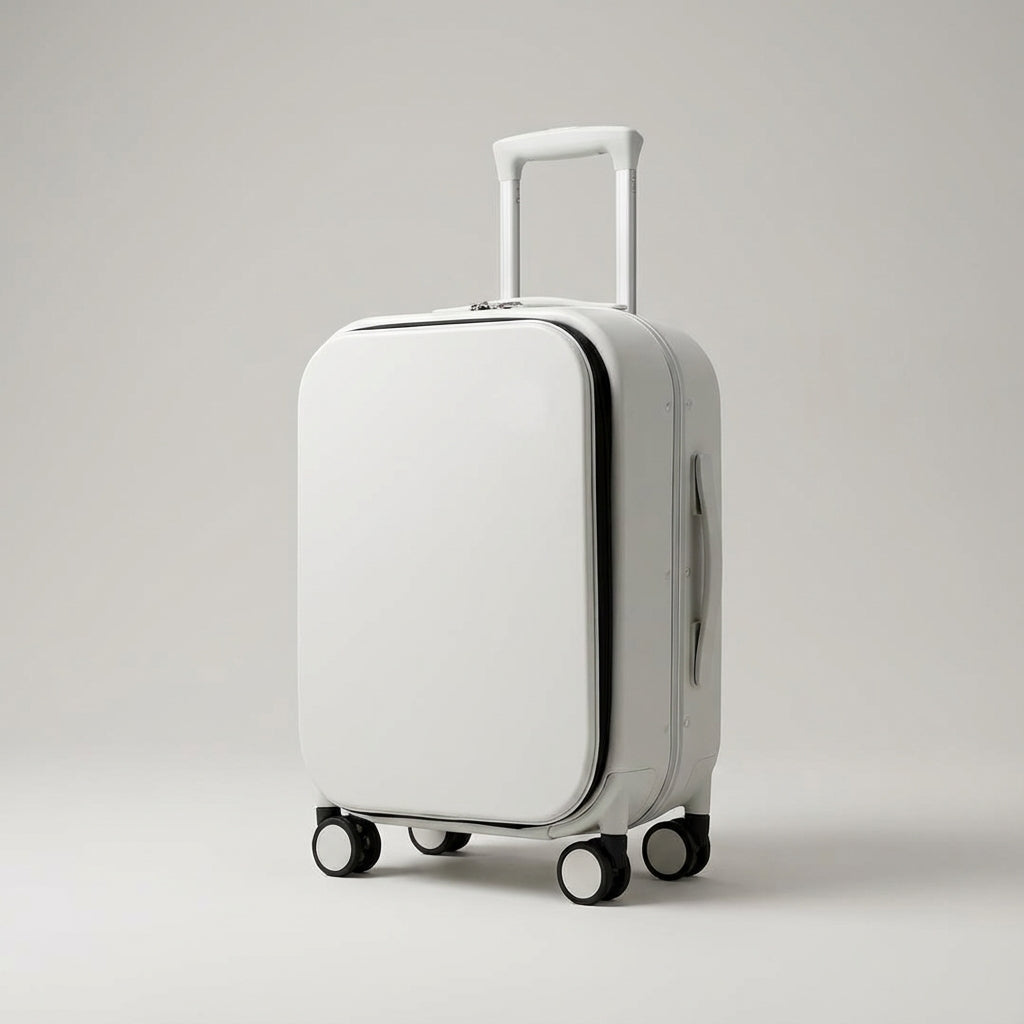 Close-up stille 360 graden spinner wielen van de Navisphere reiskoffer. Geruisloos op reis.