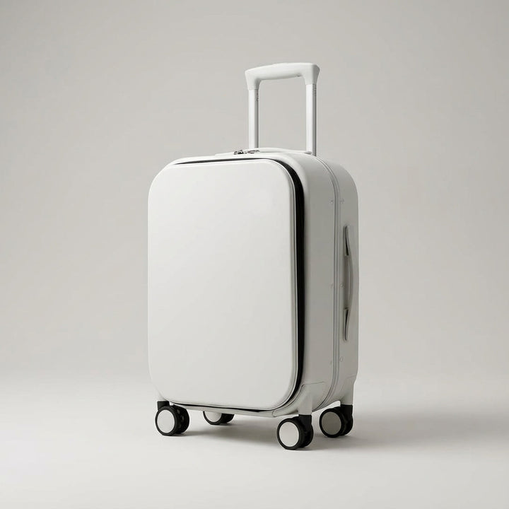 Close-up stille 360 graden spinner wielen van de Navisphere reiskoffer. Geruisloos op reis.