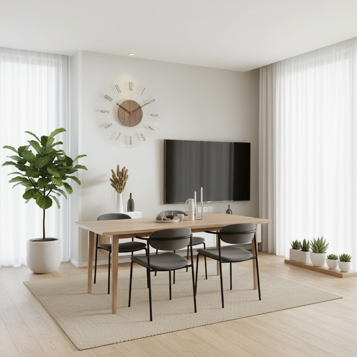 Geluidloze muurklok met modern design, perfect voor slaapkamer of kantoor, geen getik.