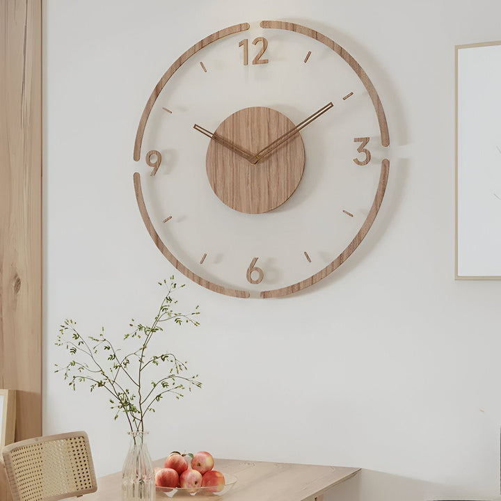 Grote moderne klok met duidelijke cijfers, makkelijk afleesbaar, strak design voor elke woonstijl.