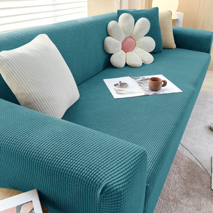 "StretchGuard rekbare bankhoes, elastisch, stijlvolle bescherming, antislip, perfecte pasvorm, modern interieurdesign"