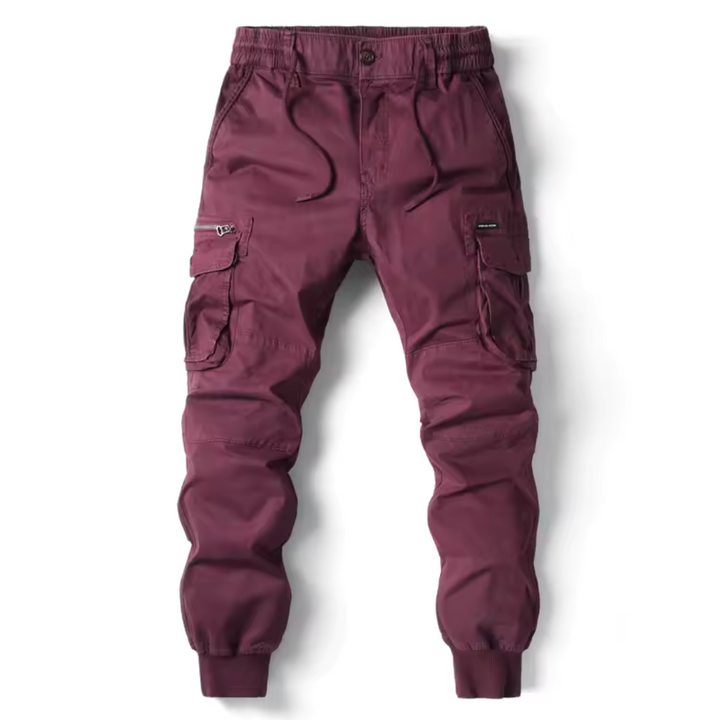 "Tactical cargo broek heren, duurzaam katoen, multifunctionele zakken, stoere streetwear stijl, comfortabele pasvorm."