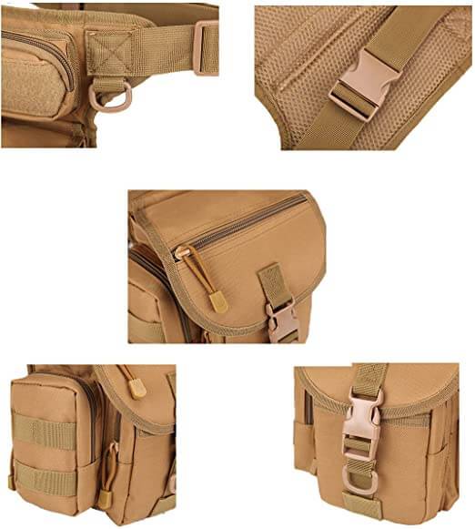 Duurzame heren beentas van oxford stof, perfect voor wandelen, motorrijden of camping.