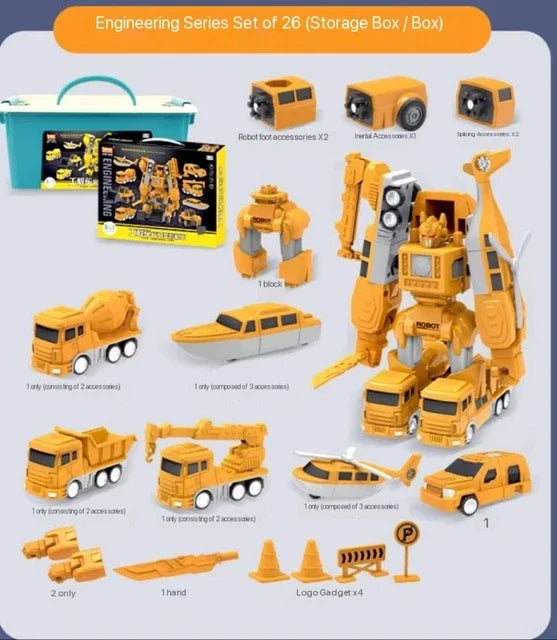 "Transformeerbaar speelgoed: MagnaMix™ graafmachine & mixer, kleurrijke set stimuleert creativiteit en spelplezier."