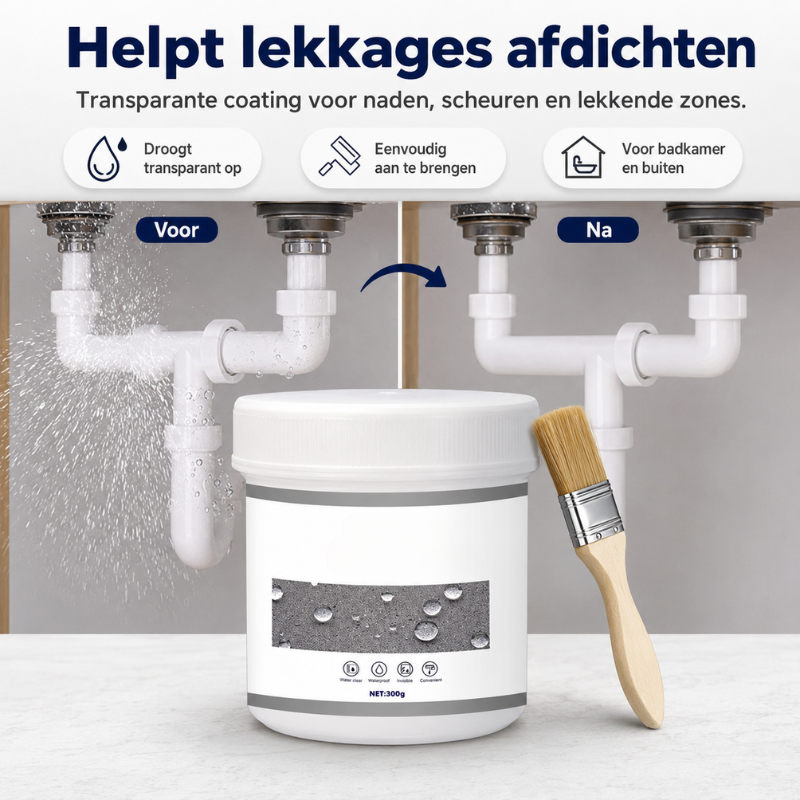 Weerbestendige transparante rubberpasta, waterdichte afdichting voor binnen en buiten.