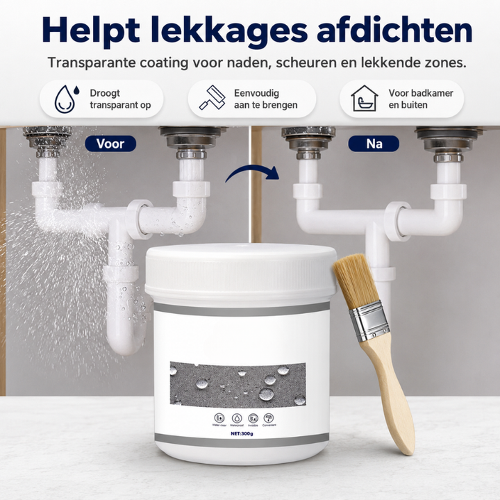 Weerbestendige transparante rubberpasta, waterdichte afdichting voor binnen en buiten.