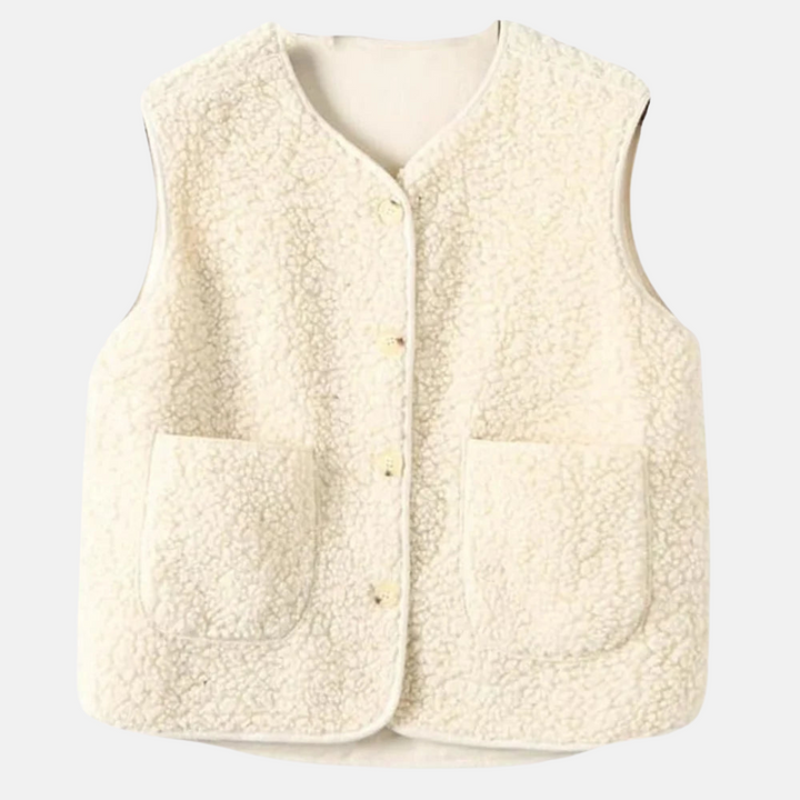 "Trendy Amara damesvest van wol met rits en zakken, warm en stijlvol, ideaal voor casual tot formele outfits"
