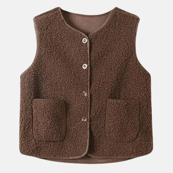 "Trendy Amara damesvest van wol met rits en zakken, warm en stijlvol, ideaal voor casual tot formele outfits"
