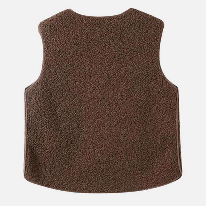 "Trendy Amara damesvest van wol met rits en zakken, warm en stijlvol, ideaal voor casual tot formele outfits"