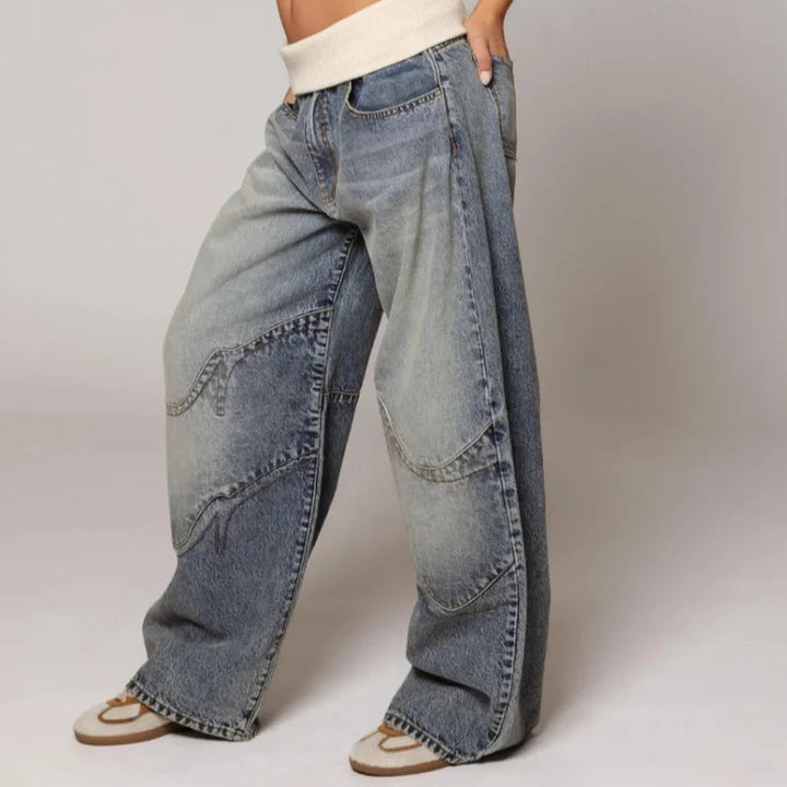 Comfortabele dames baggy jeans met wijde pijpen, perfect voor een casual en modieuze uitstraling.