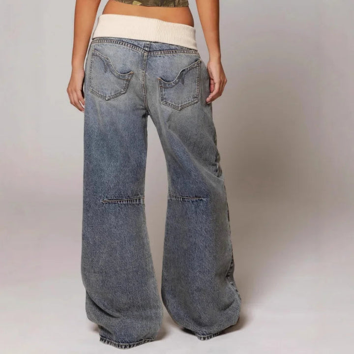 Spijkerbroek met wijde pijpen voor dames, een trendy baggy model perfect voor dagelijks gebruik.