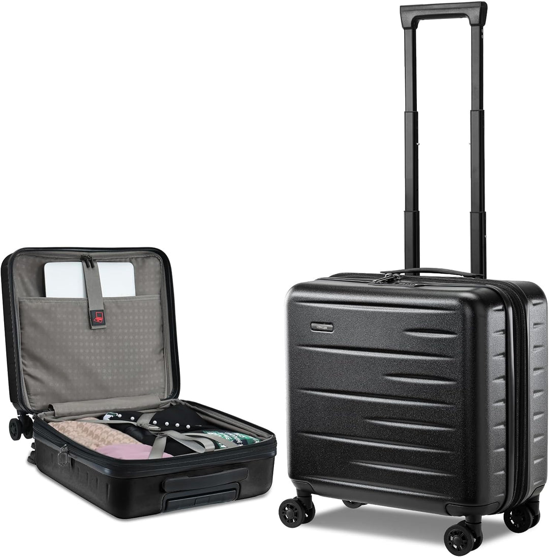 Set van uitbreidbare reiskoffers met voorklep en TSA-slot, ideaal voor verschillende reisbehoeften.