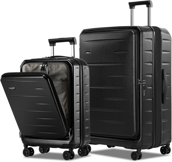Duurzame reiskoffer met voorklep en TSA-slot, uitbreidbaar voor extra pakvolume.