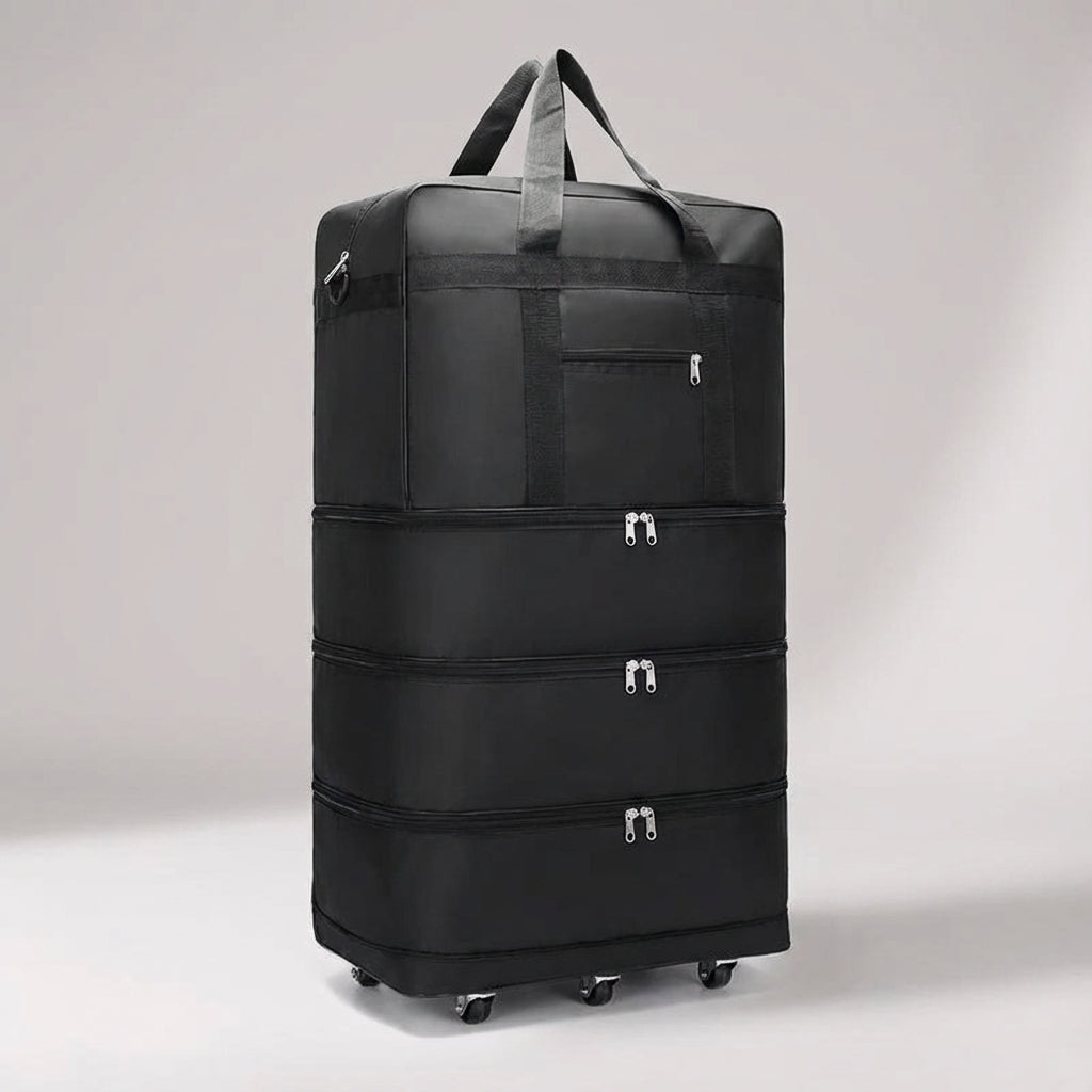 Veelzijdige ExpandRoll reistas, uitbreidbaar en vouwbaar. Te gebruiken als trolley of rugzak, compact reisaccessoire.