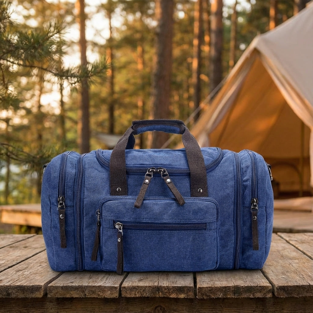 Uitrekbare canvas weekendtas WeekenderPro, ideaal voor korte trips en als handbagage. Duurzame unisex reistas.