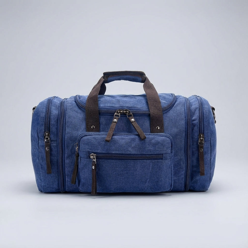 Stijlvolle canvas duffeltas WeekenderPro, uitbreidbaar en perfect als reisbagage. Unisex schoudertas.