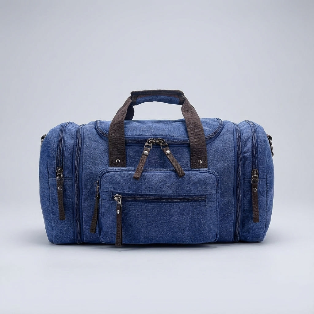 Stijlvolle canvas duffeltas WeekenderPro, uitbreidbaar en perfect als reisbagage. Unisex schoudertas.