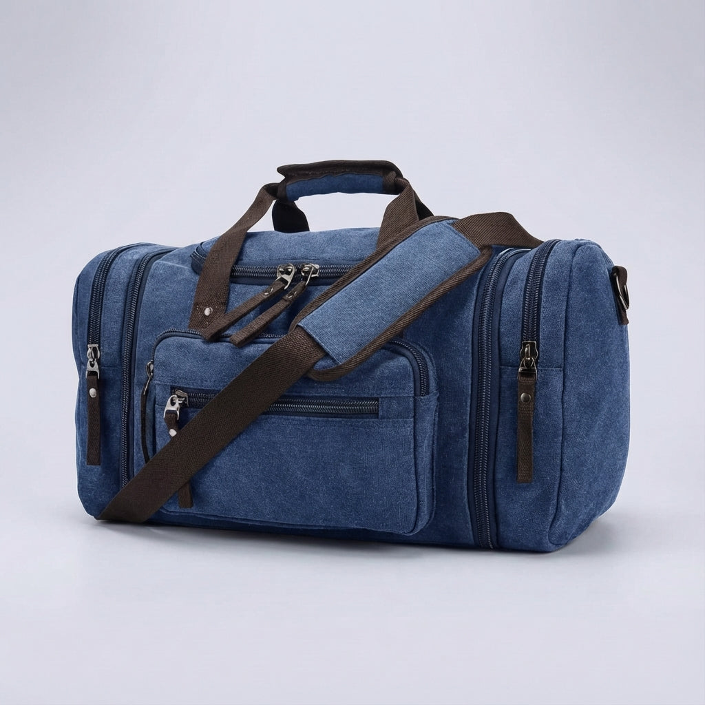 Duurzame canvas weekendtas WeekenderPro voor unisex gebruik. Perfecte uitbreidbare reistas met schouderriem.