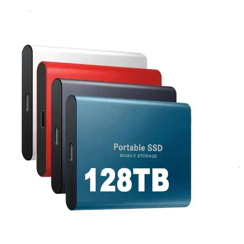 "Ultrasnelle externe SSD in compact, stijlvol ontwerp met verbeterde USB3.1 voor snelle dataoverdracht, blauw, rood, zwart."