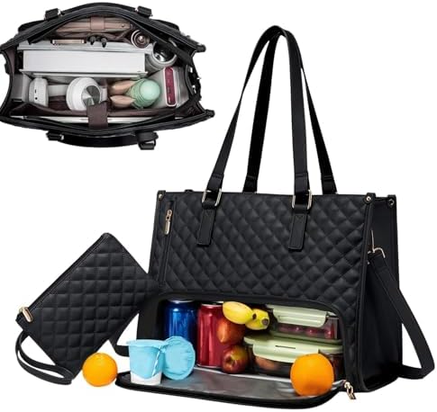 Unisex 2-in-1 geïsoleerde lunch- en laptoptas, ideaal voor werk & reizen. Functionele organizer voor forenzen.
