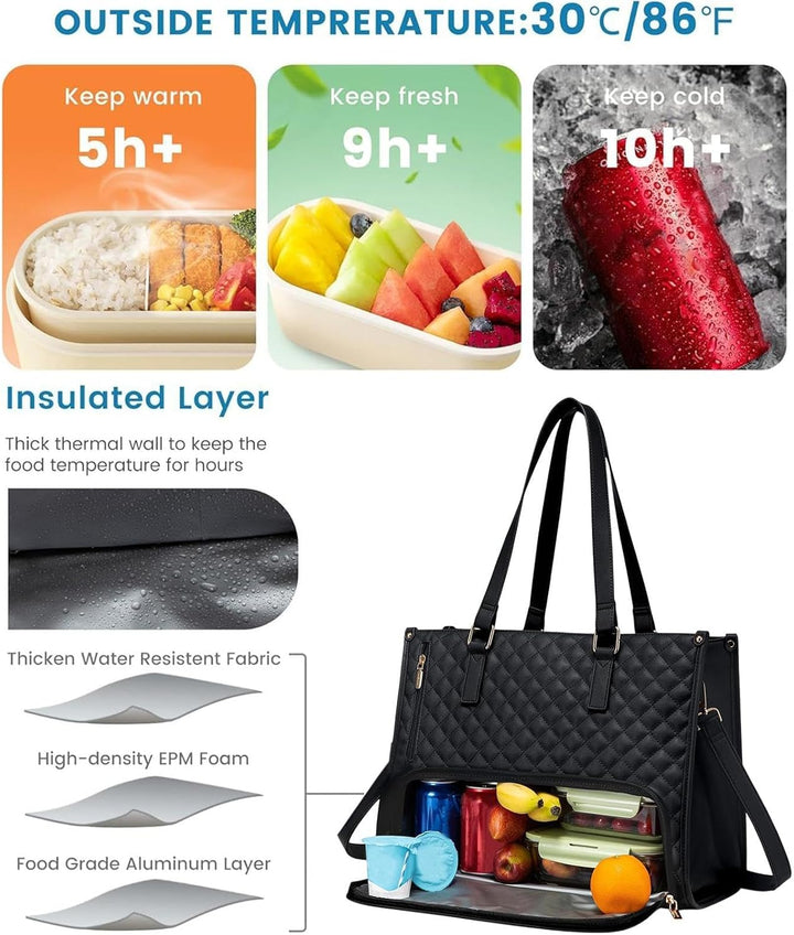Geïsoleerde lunchtas-sectie houdt eten vers. Praktische oplossing voor dagelijkse maaltijden op werk of onderweg.