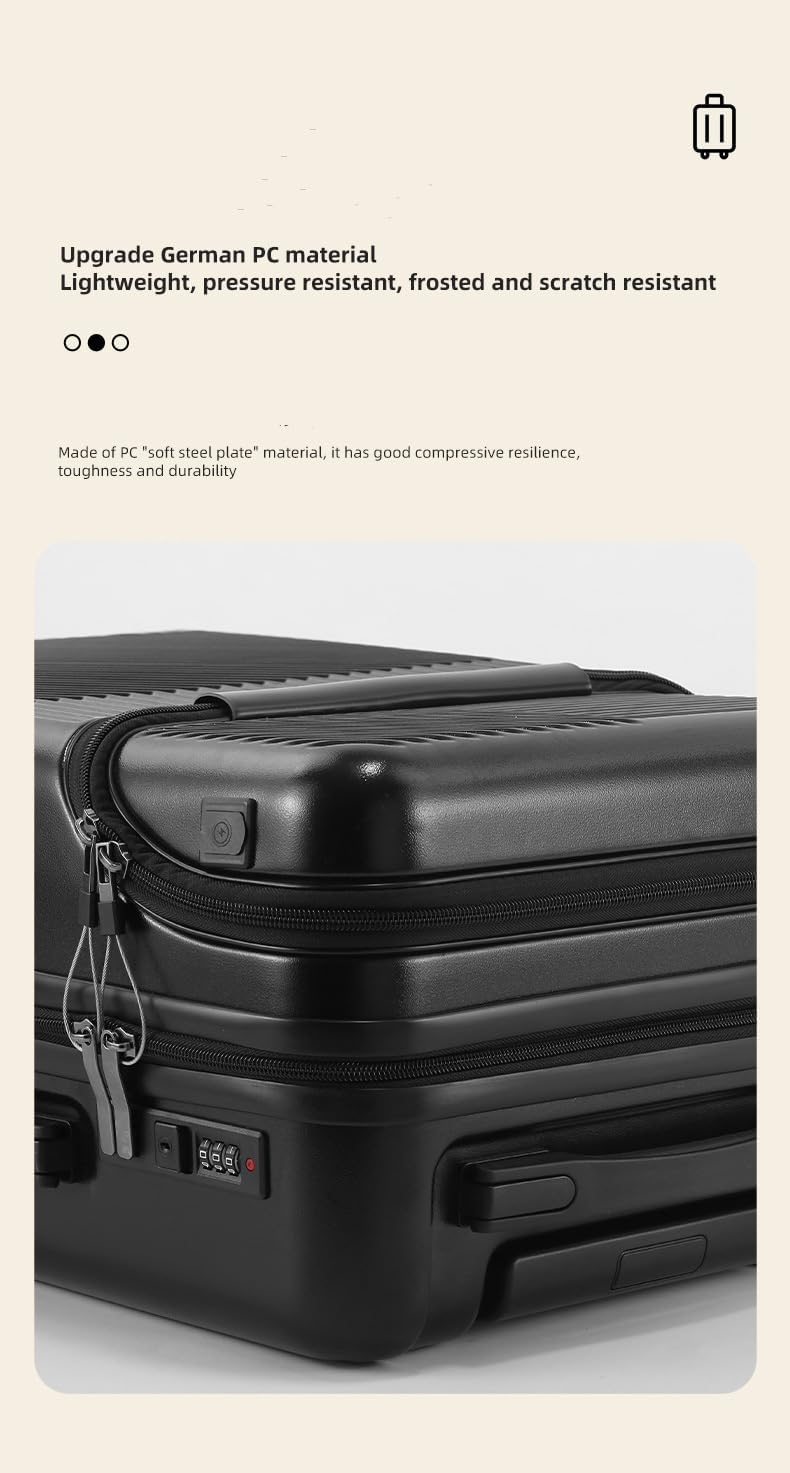 Handbagagekoffer met bekerhouder, USB-oplader en TSA-slot; harde schaal met spinnerwielen voor elke trip.