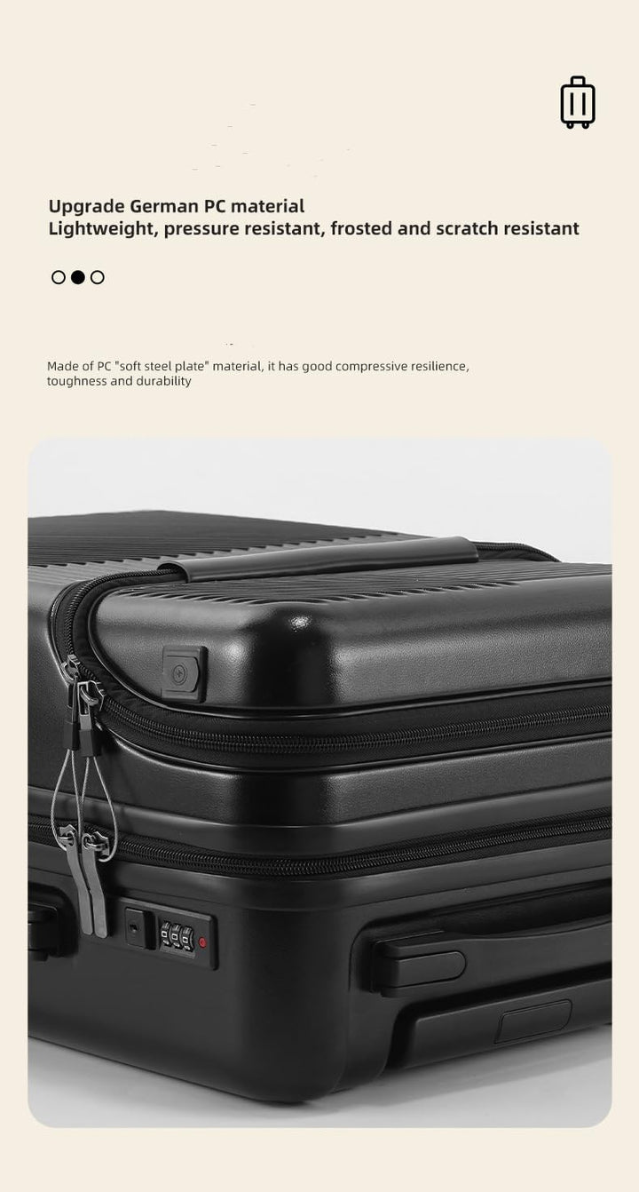 Handbagagekoffer met bekerhouder, USB-oplader en TSA-slot; harde schaal met spinnerwielen voor elke trip.