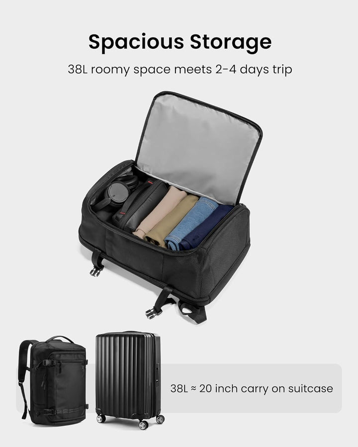 Ruime reisrugzak met speciaal gevoerd laptopvak, perfect voor een 15-inch laptop; georganiseerd reizen.