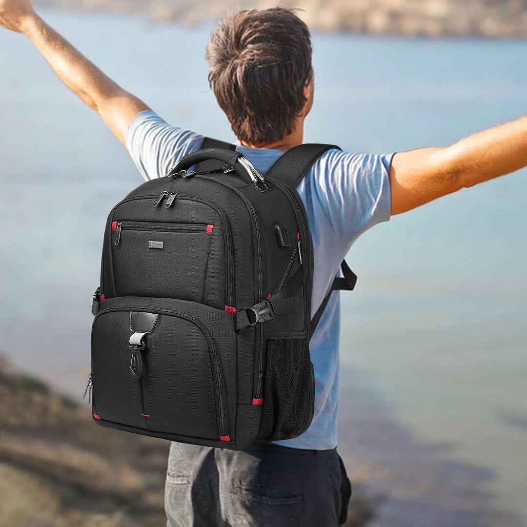 Unisex 50L waterdichte reis laptoprugzak met USB-oplaadpoort. Ideaal voor pendelen en lange reizen.