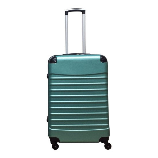 Sterke hardschalen bagage voor vliegreizen, met cijferslot en vier zwenkwielen voor gemakkelijke manoeuvre.