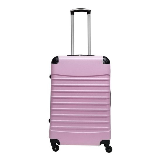 Veilige hardschalen rolkoffer met geïntegreerd cijferslot en vier wielen, voor een zorgeloze vakantie.