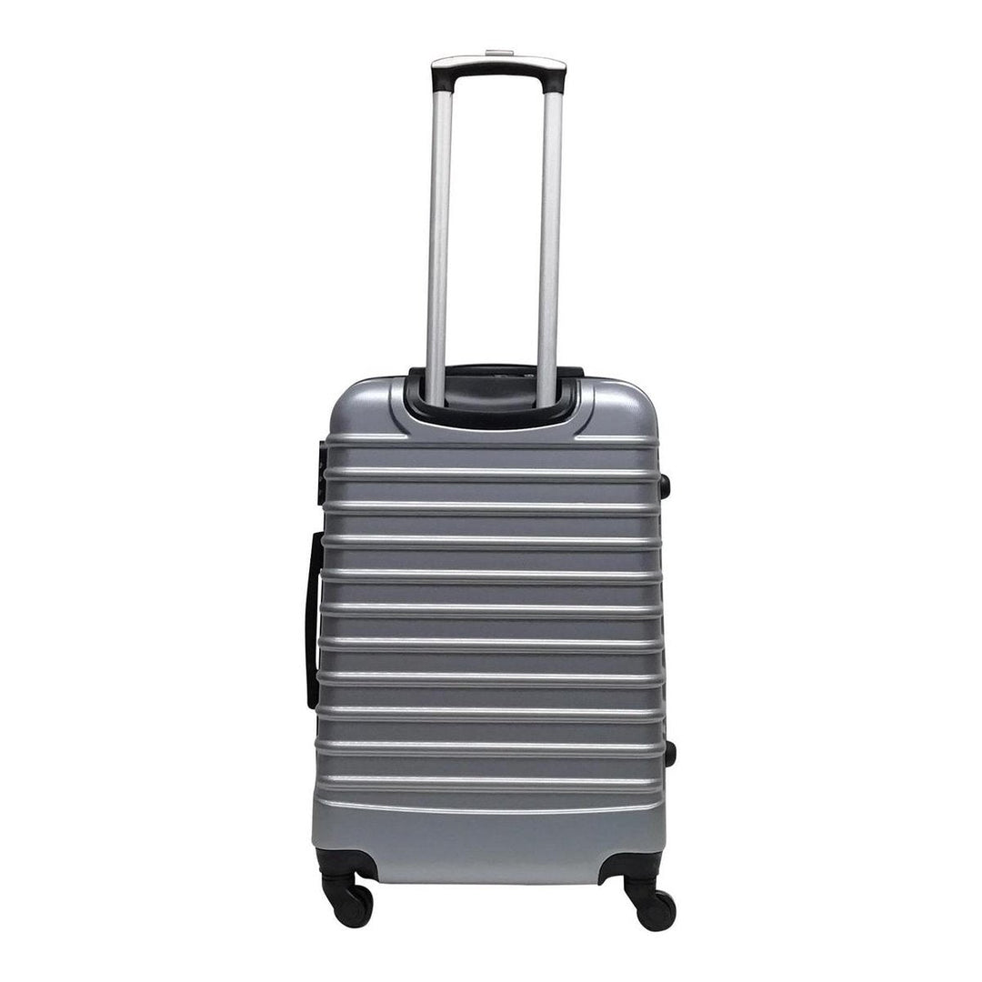 Compacte hardschalen handbagage koffer met cijferslot en 4 dubbele wielen, klaar voor elke vlucht.