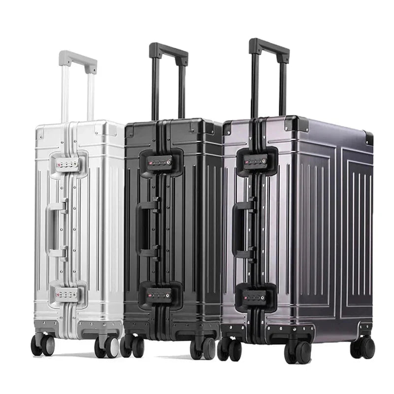 Unisex aluminium hardshell reiskoffer met TSA-slot en 360° wielen voor soepele reis.