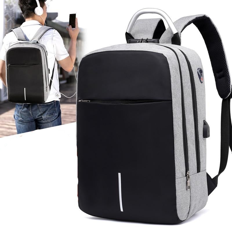 Unisex anti-diefstal rugzak met USB oplaadpoort. Waterdichte laptoprugzak voor reizen & forenzen.