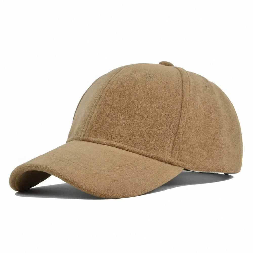 Unisex baseballpet met suède look, verstelbaar, perfect voor een casual retro stijl.